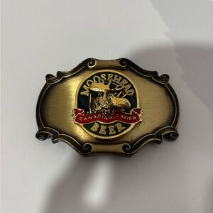 Vintage Moosehead 1978 Belt Buckle Canadian Lager Brass Enamel Raintree